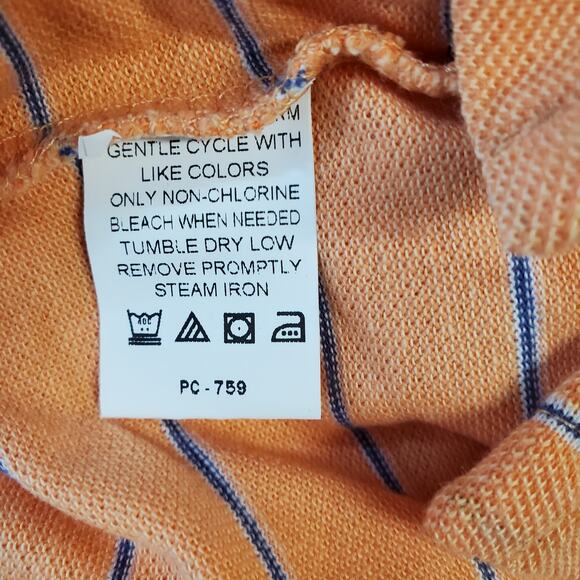 IZOD Men 2XL NWT Orange Blue Stripe Polo Shirt - Picture 7 of 8